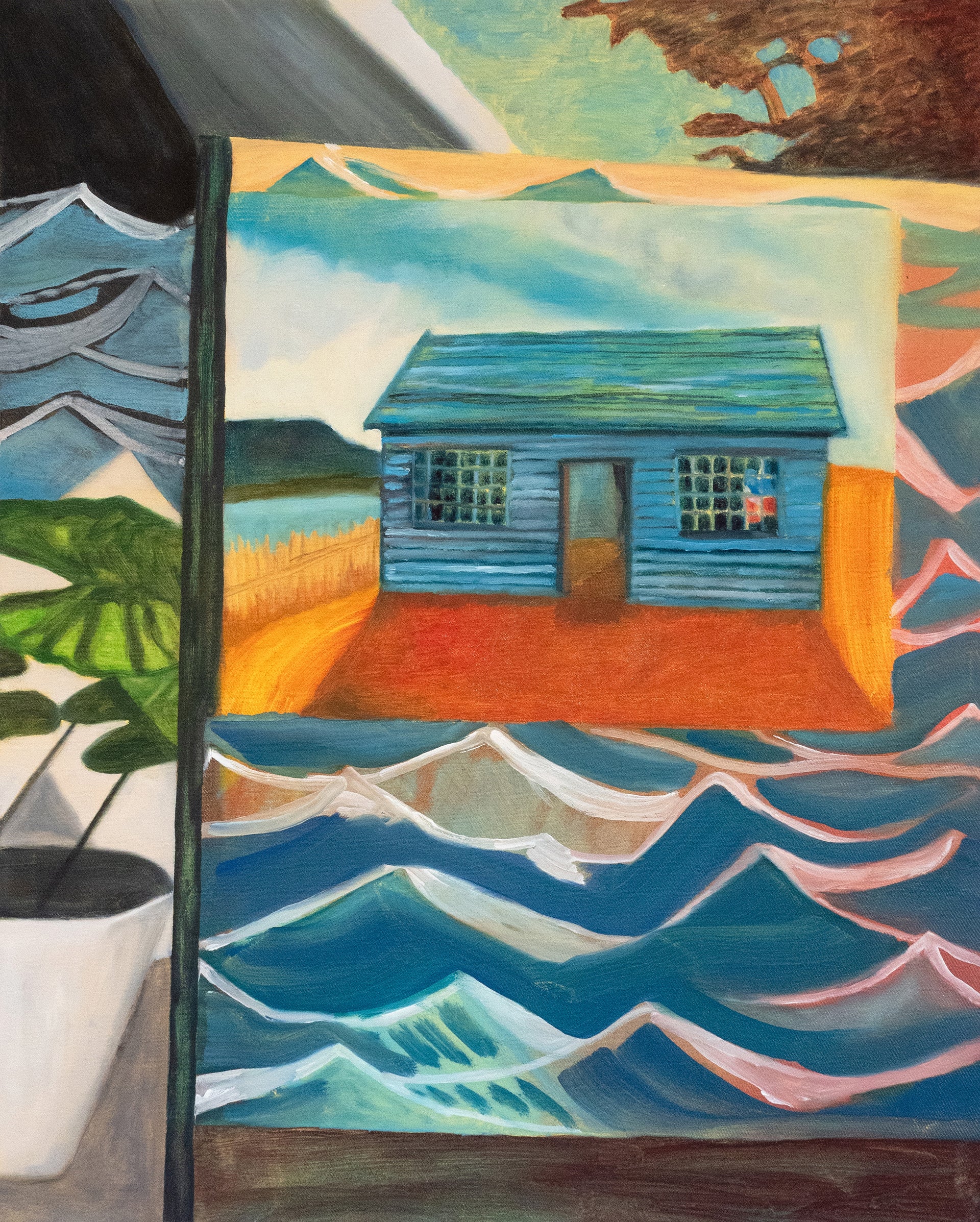 The ocean brought me a blue cabin